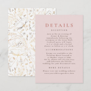 Hand-drawn Wildflowers Pattern Wedding Details Enclosure Card