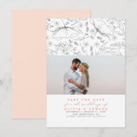 Hand-drawn Wildflowers Peach Save the Date Photo