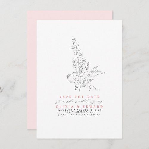 Hand_drawn Wildflowers Pink Save the Date