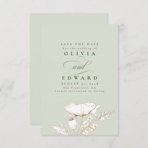 Hand_drawn Wildflowers Sage Green Save the Date