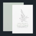 Hand-drawn Wildflowers Sage Green Save the Date<br><div class="desc">Hand-drawn pencil wildflowers sage green save the date cards</div>