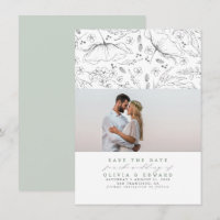 Hand-drawn Wildflowers Sage Save the Date Photo