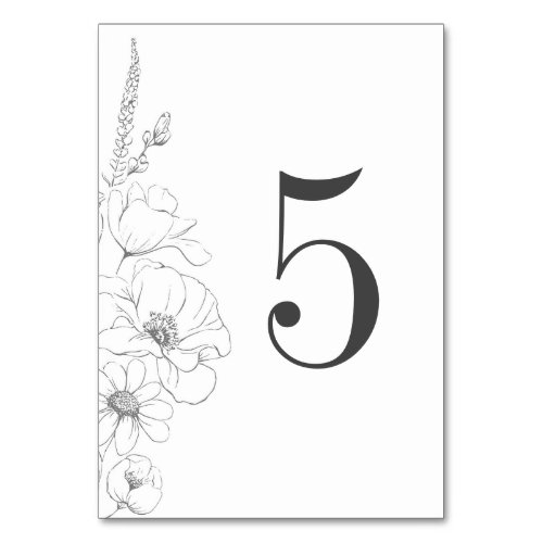 Hand_drawn Wildflowers Wedding Table Number