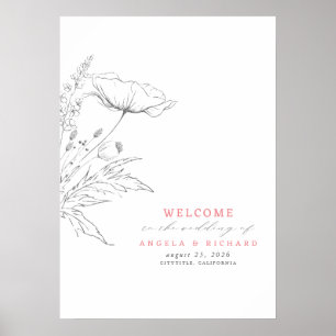 Hand-drawn Wildflowers Wedding Welcome Sign