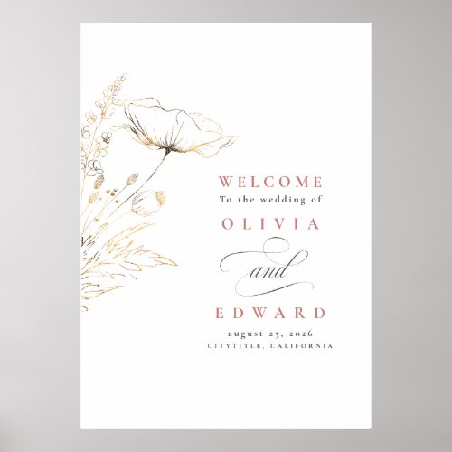 Hand_drawn Wildflowers Wedding Welcome Sign