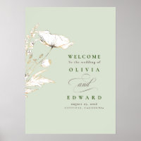 Hand-drawn Wildflowers Wedding Welcome Sign