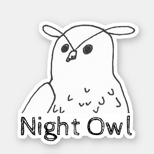 Hand_drawn Wildlife Nature Bird Night Owl Sticker