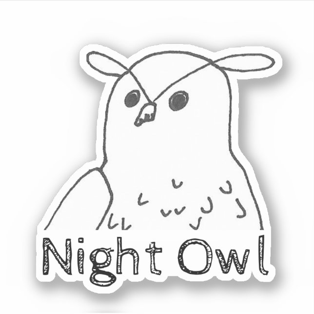 Hand-drawn Wildlife Nature Bird Night Owl Sticker (Front)