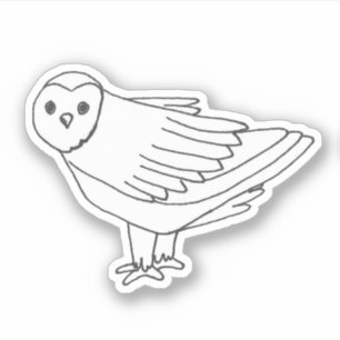 Hand-drawn Wildlife Nature Bird Snowy Owl Sticker