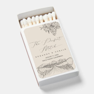 Hand Drawn Winery Vineyard California Napa Wedding Matchboxes