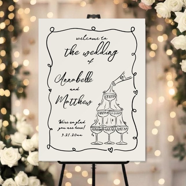 Hand Drawn Wintage Wedding Welcome Sign (Hand Drawn Wintage Wedding Welcome Sign)