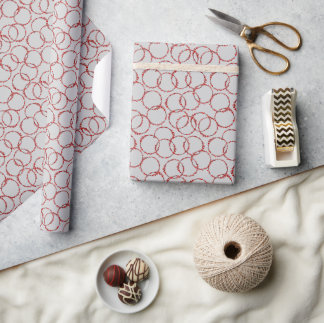 Hand Drawn Winter Berries Wreath Gray Wrapping Paper