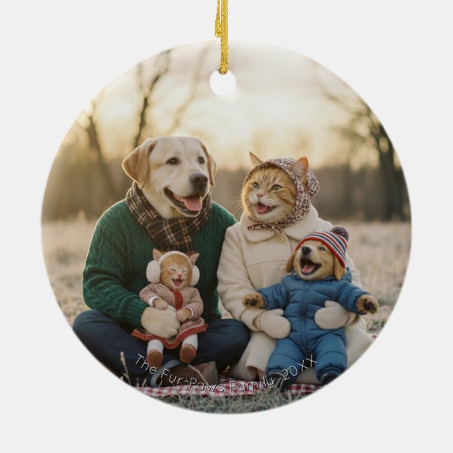 Hand Drawn Winter Berries Wreath Photo Ceramic Ornament (Back)