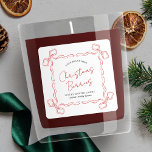 Hand Drawn Winter Christmas Candle Product Label<br><div class="desc">Create unique holiday product stickers with this Whimsical Christmas Product Label Design. Featuring hand drawn festive bow illustrations, minimalist layout, handwritten fonts in a seasonal red & white aesthetic. These holiday labels can be used for candles, diffusers, soaps and more! Elevate your festive packaging design with this modern square product...</div>