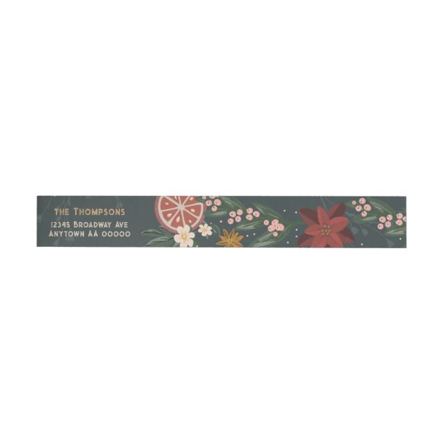 Hand-drawn Winter Florals Wraparound Address Label (Individual)