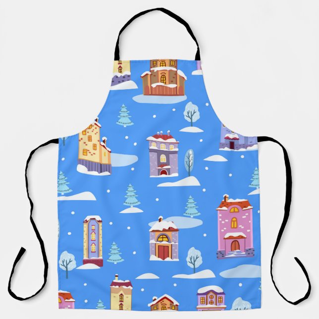 Hand drawn winter seamless pattern with cute Scand Apron (Front)