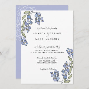Hand Drawn Wisteria Floral Wedding Invitations