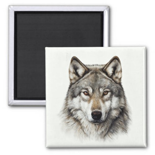 Hand drawn Wolf art Portrait  Magnet