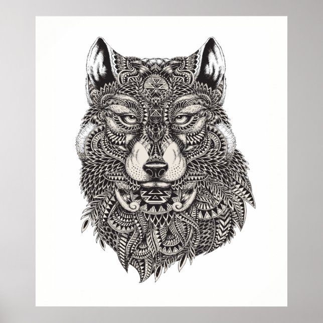 Hand Drawn Wolf Poster (Front)