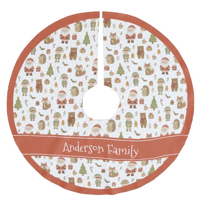 Hand Drawn Woodland Animals - Christmas Tree Skirt (Front)