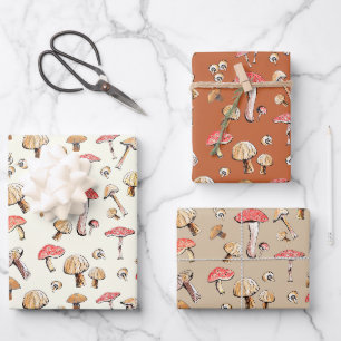 Hand-Drawn Woodland Mushrooms Nature Cottagecore  Wrapping Paper Sheets