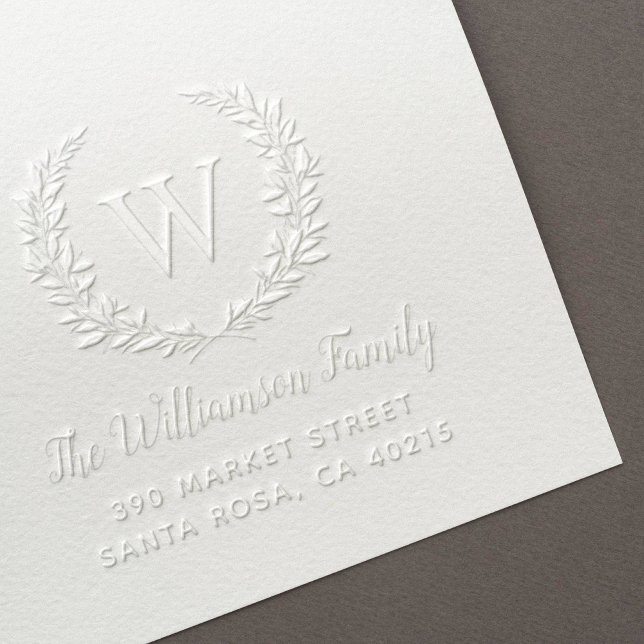 Hand-drawn Wreath Family Name Return Address Embosser (Creator Uploaded)