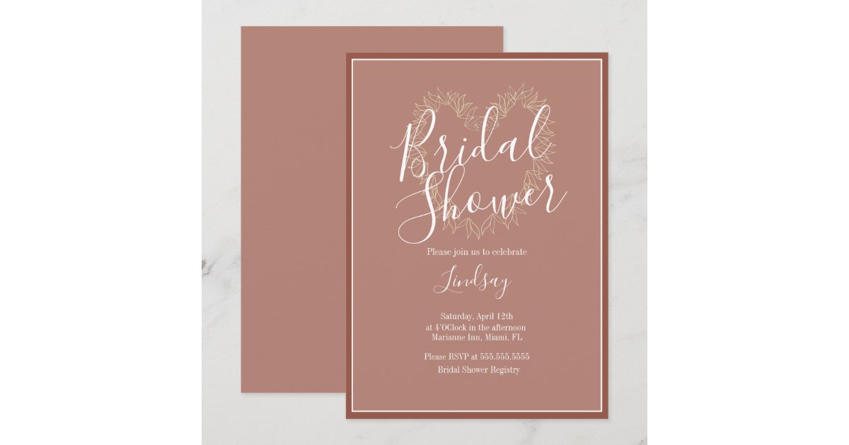 Hand Drawn Wreath Heart Boho Bridal Shower Invi Invitation | Zazzle