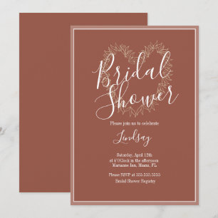 Hand  Drawn Wreath Heart Boho  Bridal Shower  Invitation