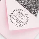 Hand Drawn Wreath Wedding Names Return Address Rubber Stamp<br><div class="desc">Easily personalize these custom Hand Drawn Wreath Wedding Names Return Address rubber stamps with your own names and address. To customize these rubber stamps, click on "Personalize this template" and change the text in the boxes provided. Available with different ink pad colors (not included) in square sizes 1 inch, 2...</div>