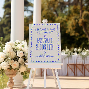 Hand Drawn Written Fun Quirky Bold Wedding Welcome Foam Board