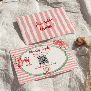 Hand Drawn Written Quirky Frame QR Code Wedding RSVP Card