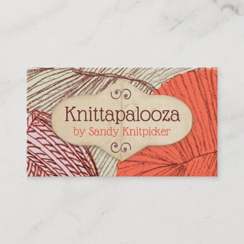 Hand drawn yarn knitting crochet business card