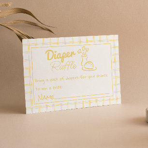 Hand Drawn Yellow Bread Vase Baby Diaper Raffle Enclosure Card