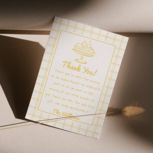 Hand Drawn Yellow Bun In The Oven Baby Shower Thank You Card