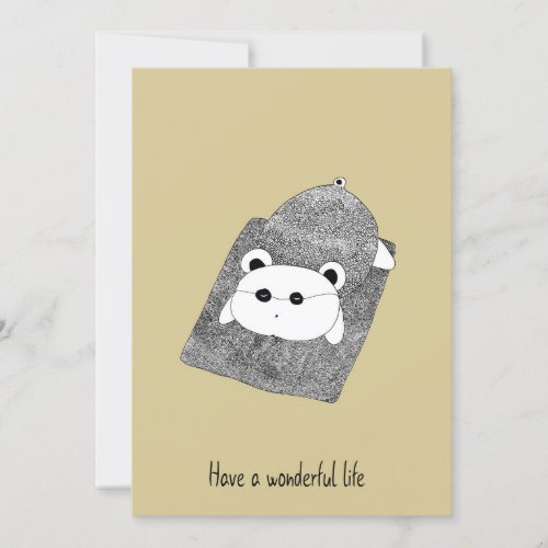 Hand_drawn yellow Greeting Card Chilling Panda