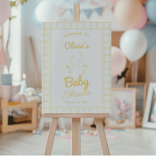 Hand Drawn Yellow Silly Goose Baby Shower Welcome Foam Board