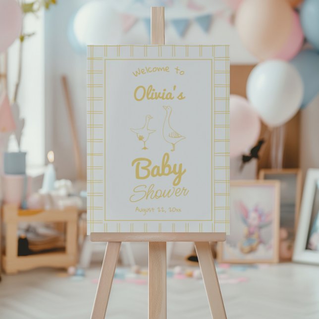 Hand Drawn Yellow Silly Goose Baby Shower Welcome Foam Board (Creator Uploaded)