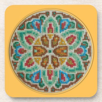 Hand Embroidered Coaster by YANKAdesigns at Zazzle