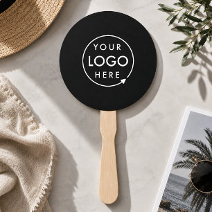 Hand Fan   Custom Logo DIY Black Event Paddles
