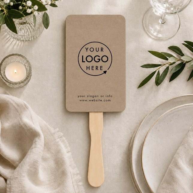 Hand Fan | Custom Logo Rustic DIY Event Paddles (Personalized paddle fans guests can use at ceremonies, galas, conferences, and warm venues)