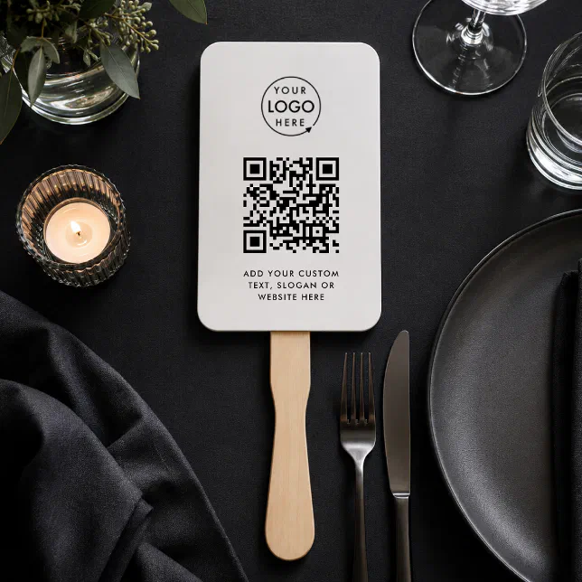Hand Fan | Custom QR Code Logo Modern Event Paddle | Zazzle