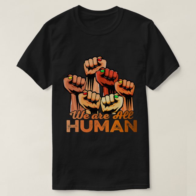 Hand Fist We Are All Human African Pride Black His T-Shirt (Design Front)