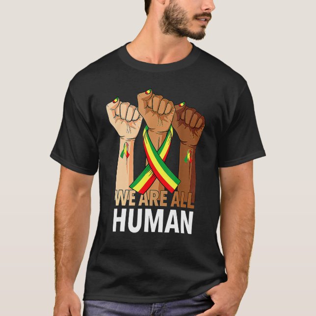 Hand Fist We Are All Human African Pride Black His T-Shirt (Front)