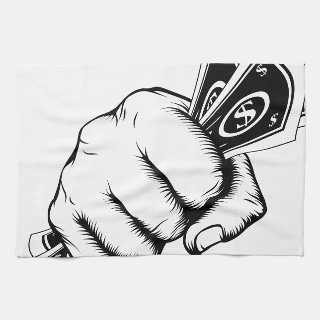 Hand Fist With Cash Illustration Towel (Horizontal)