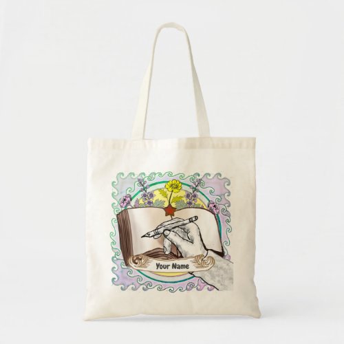 Hand Flowers book Tote Bag