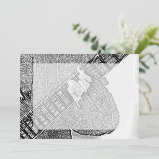 Hand fretting guitar bw sketch (Standing Front)