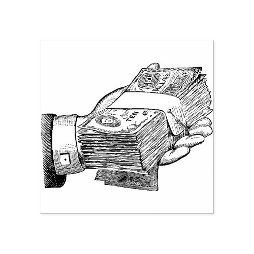 Hand full of cash rubber stamp