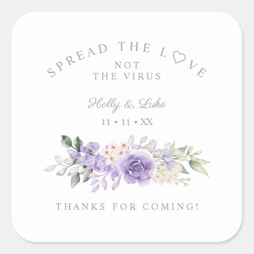 Hand Gel Lilac Flowers Wedding Wreath Coronavirus Square Sticker