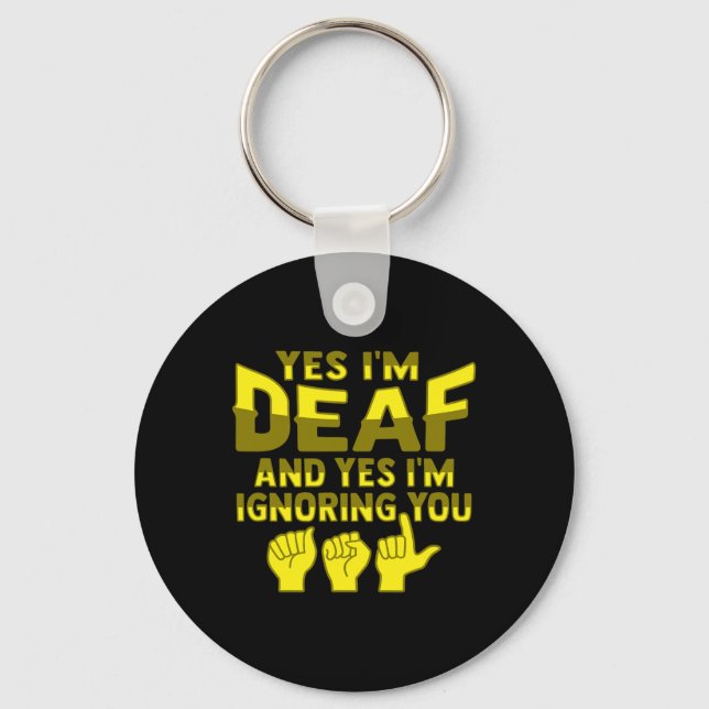 Hand Gesture Deaf Hearing Loss Awareness 1  Keychain (Front)