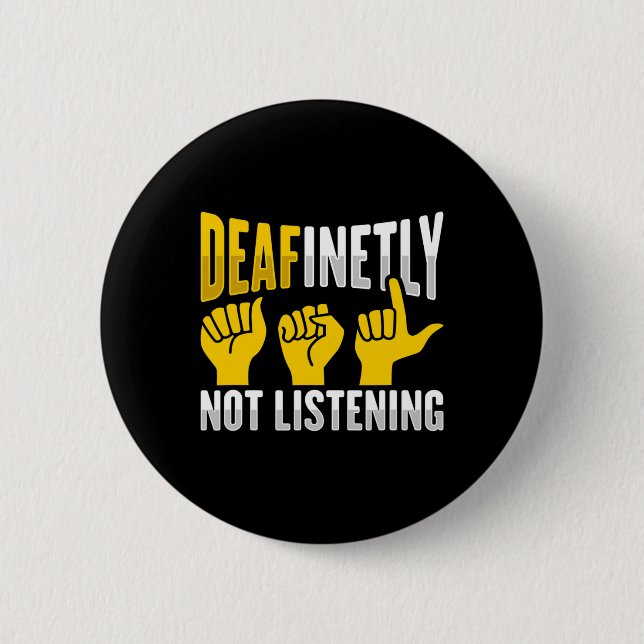 Hand Gesture Deaf Hearing Loss Awareness 3  Button (Front)